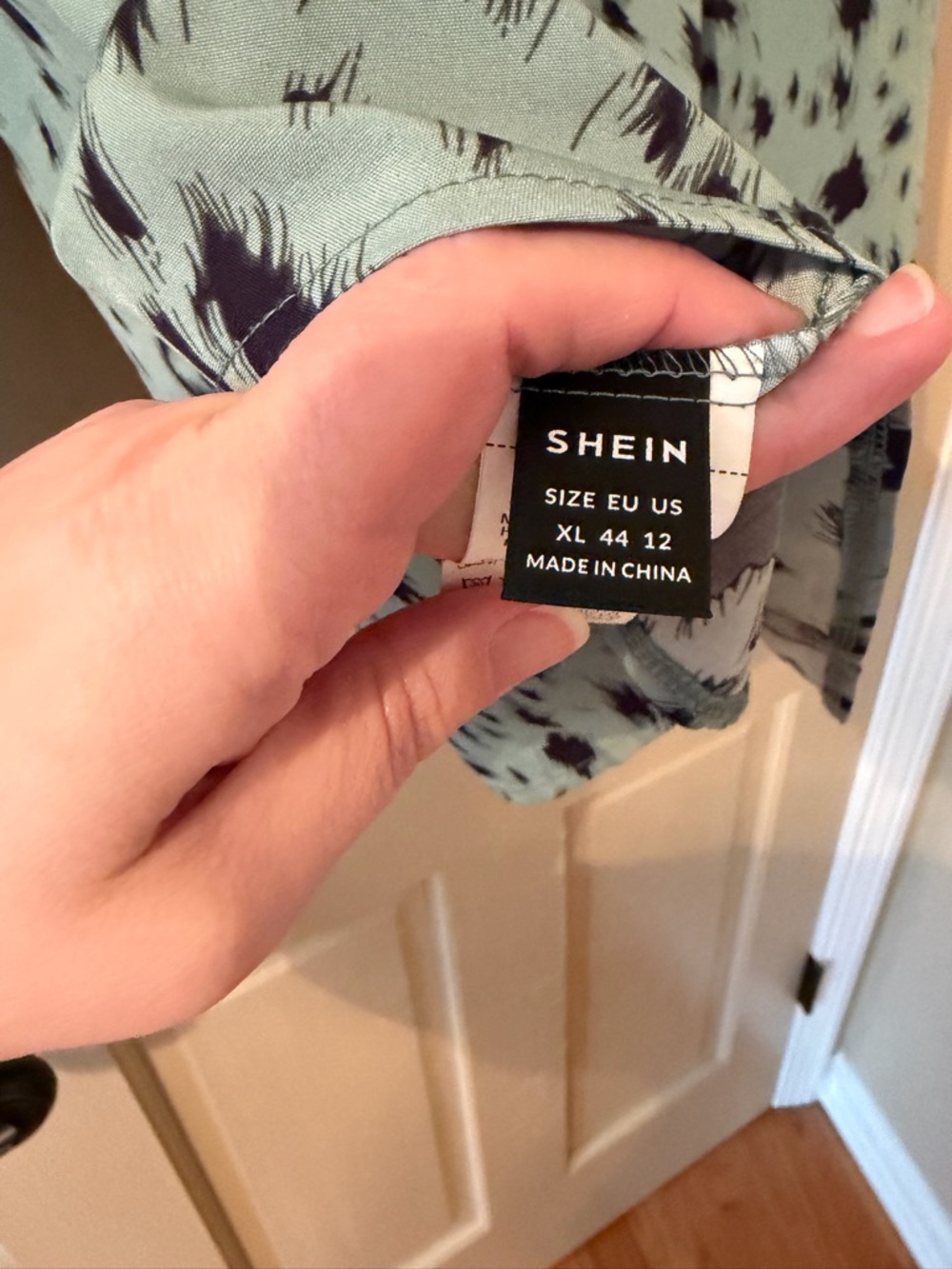 SHEIN Aqua Blouse with Black Abstract Spot Print - Picture 5 of 6